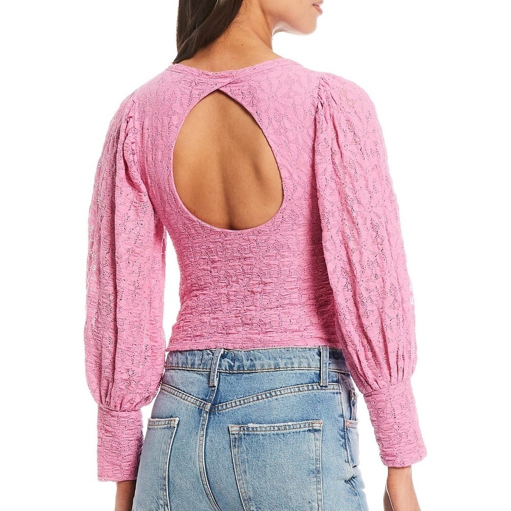 NWT Free People Plumeria Tea Time Cropped Lace Blouse Size Small - Picture 2 of 8